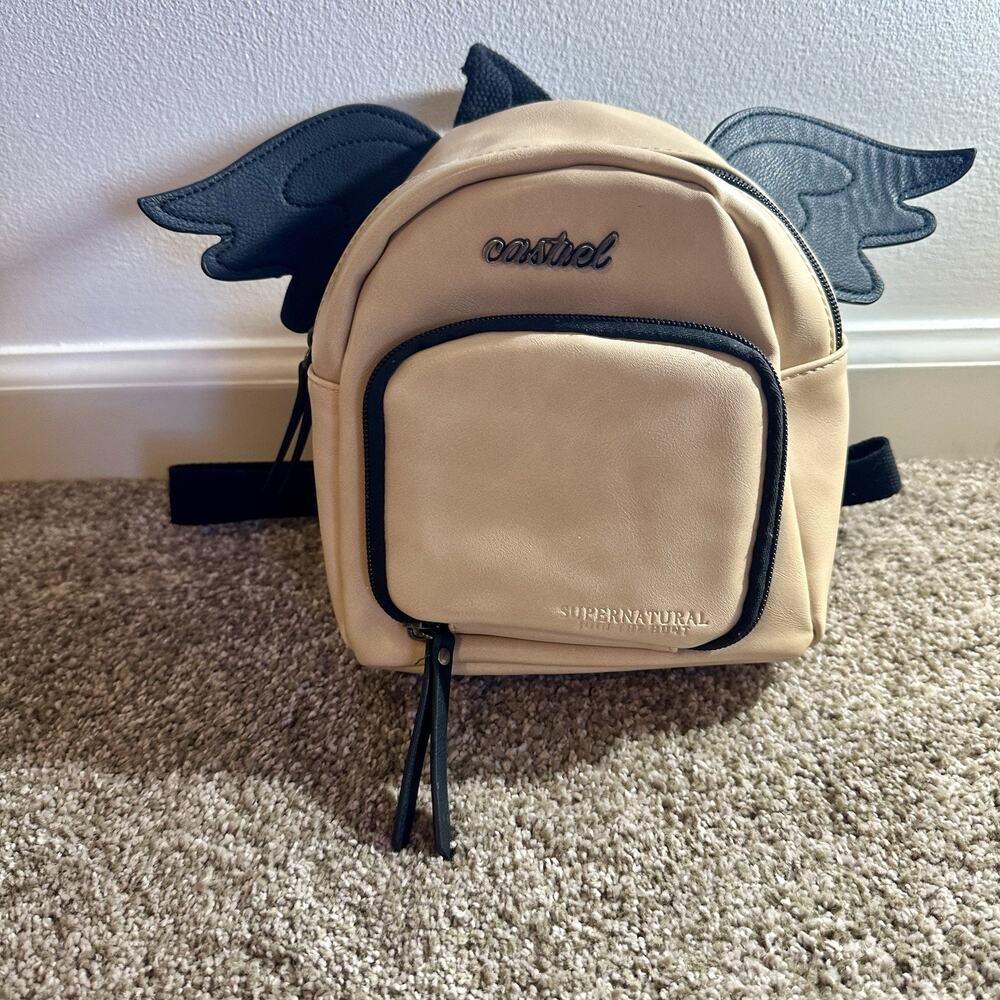 RARE Supernatural Winchester Bros Join Hunt Castiel Angel Wing Bag Mini Backpack